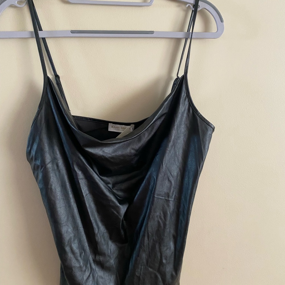 NWT Ramy Brook faux leather cowl neck tank top